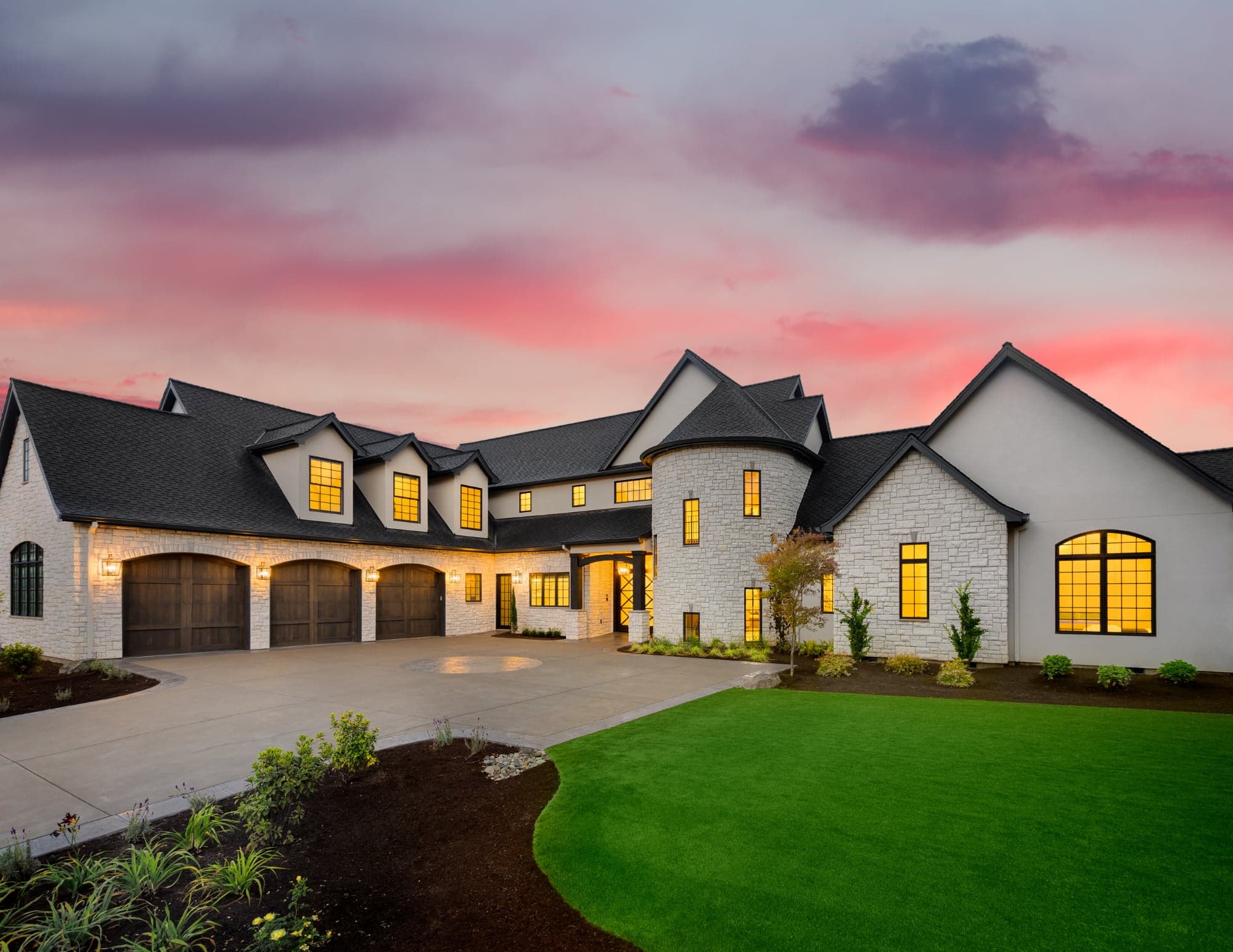 Luxury estate at sunset